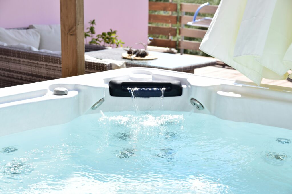 hot tub jet with water